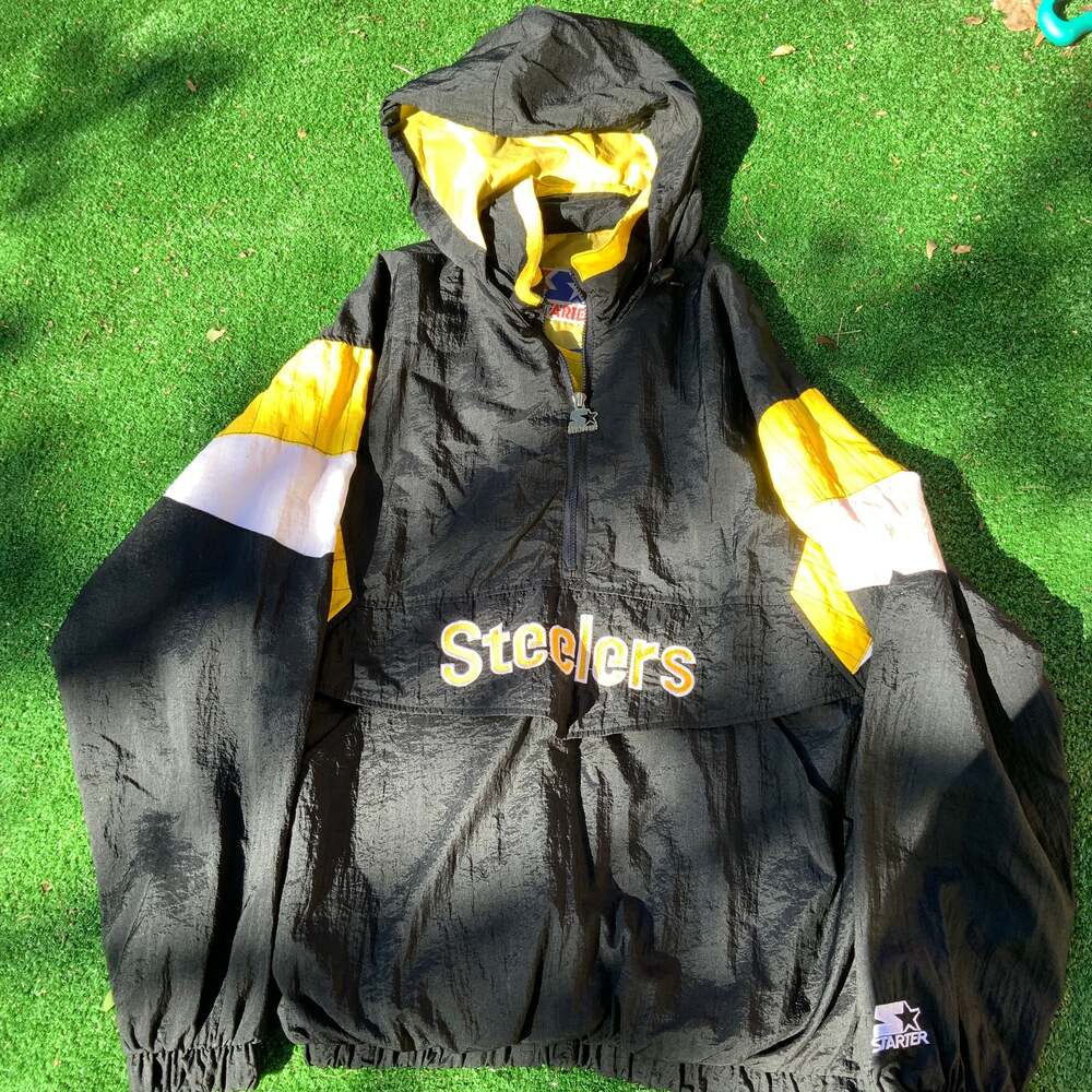 Vintage Starter NFL Proline Steelers 1/2 Zip windbreaker Hooded Jacket